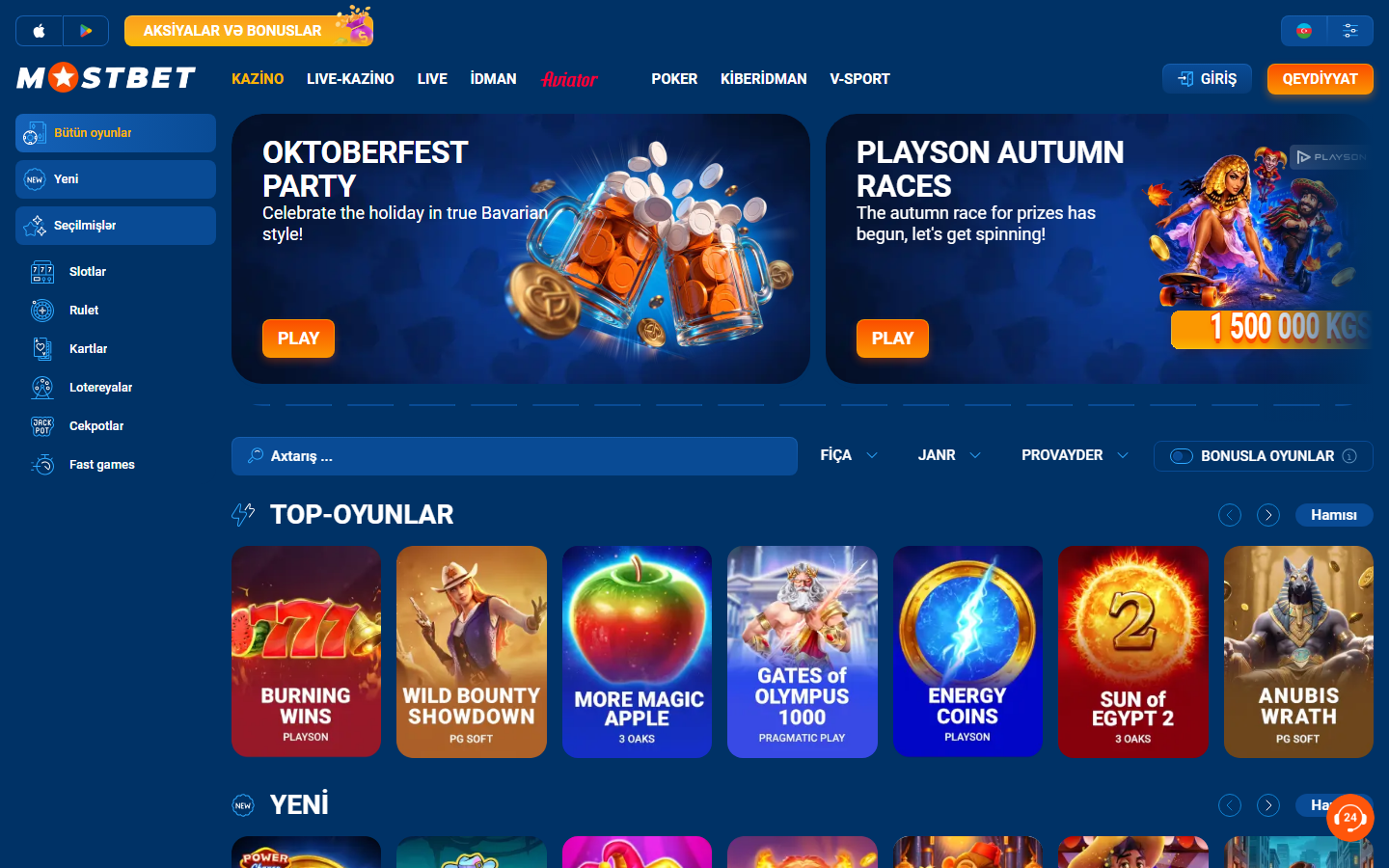 Mostbet kazino lobbisi